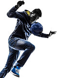 young man soccer freestyler player silhouette