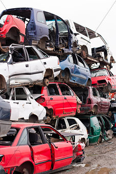 Cars in junkyard