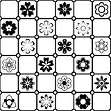Black and White Vector Flower Pattern