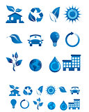 Web icons set in dark blue