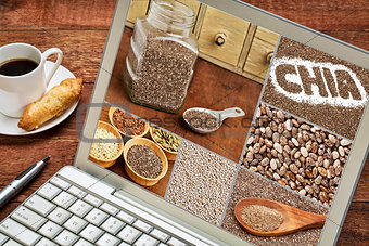 chia seeds - image collage on laptop