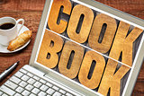 cookbook word abstract on laptop screen