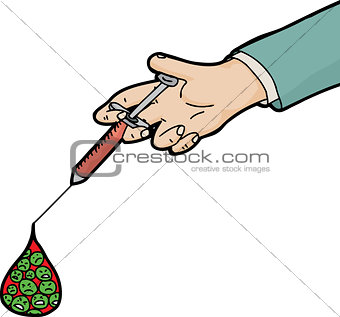 Syringe with Sick Blood Cells