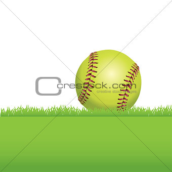 A Softball Sitting on Grass Illustration