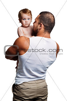 Athletic father with adorable little daughter