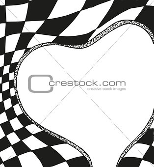 Valentines Day Frame in the form of heart with a chess background