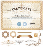 Certificate or coupon template with vintage border and additional design elements