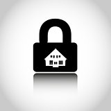Lock house icon. Closing of firm.  illustration.