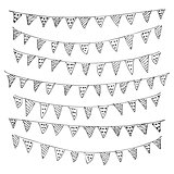 Hand drawn pen and ink style illustration of bunting