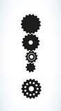 exclamation mark created from cog wheels