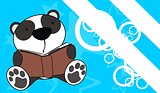 panda bear baby cute reading cartoon background