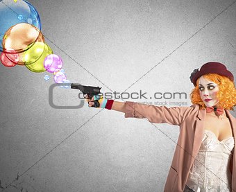 Gun shoots bubbles