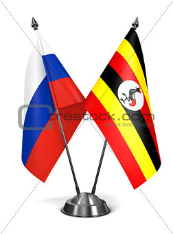 Russia and Uganda - Miniature Flags.