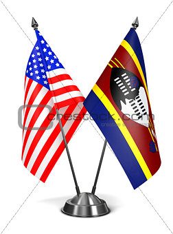 USA and Swaziland - Miniature Flags.