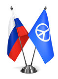 Russia and Peace Sign  - Miniature Flags.