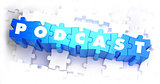 Podcast - Text on Blue Puzzles.