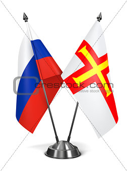 Russia and Guernsey - Miniature Flags.