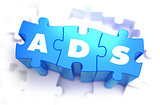 Ads - White Word on Blue Puzzles.