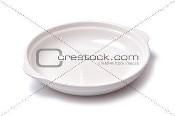 Pan empty plate on a white background