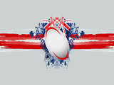 rugby ball on a grunge background with flag