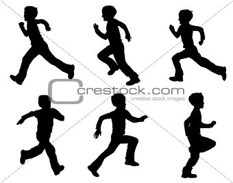 kid running silhouettes