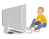 Young boy playing pc