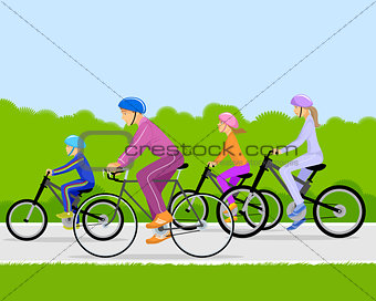  Family on bicycles  