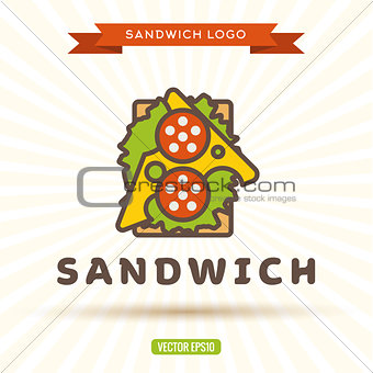 Sandwich with cheese sausage salad logo vector illustration