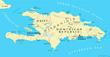 Hispaniola Political Map with Haiti and Dominican Republic