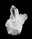 Quartz Crystal Cluster High Size on Black Background