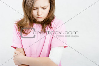 girl with a bandage on his hand. limb injuries