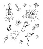 Hand drawn tattoo design elements