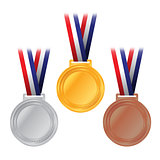 Gold, Silver, and Bronze Medals Illustration