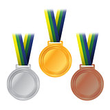 Olympic Medals Gold Silver Bronze Illustration