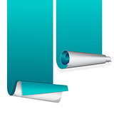 Turquoise sticker with curled up edge.