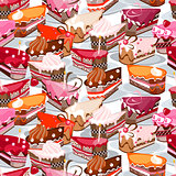 Seamless background made of cake slices