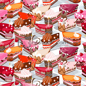 Seamless background made of cake slices