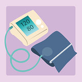 Sphygmomanometer measures blood pressure readings of 120 80