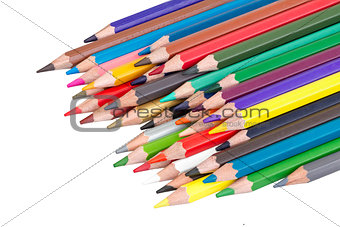 pile of colored pencils isolated