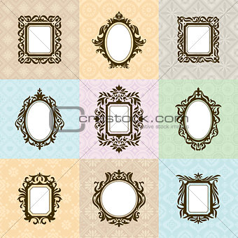 Set of vintage frames vector illustration