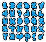 graffiti bubble vector fonts with gloss and outline