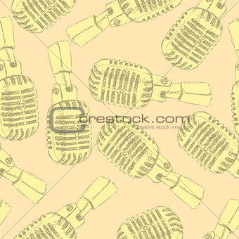 Sketch old microphone in vintage style