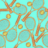 Sketch tennis equipment in vintage style