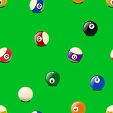 Set of color billiards balls, seamless pattern.