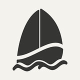 Flat in black and white mobile application sailing boat