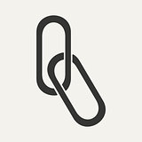 Flat in black and white mobile application paper clip
