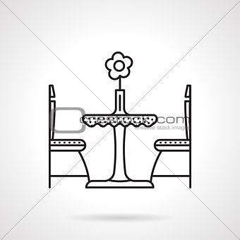 Table for two black line vector icon