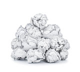 bunch of white crumpled paper on an isolated background