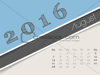 Simplistic august 2016 calendar design