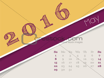Simplistic may 2016 calendar design